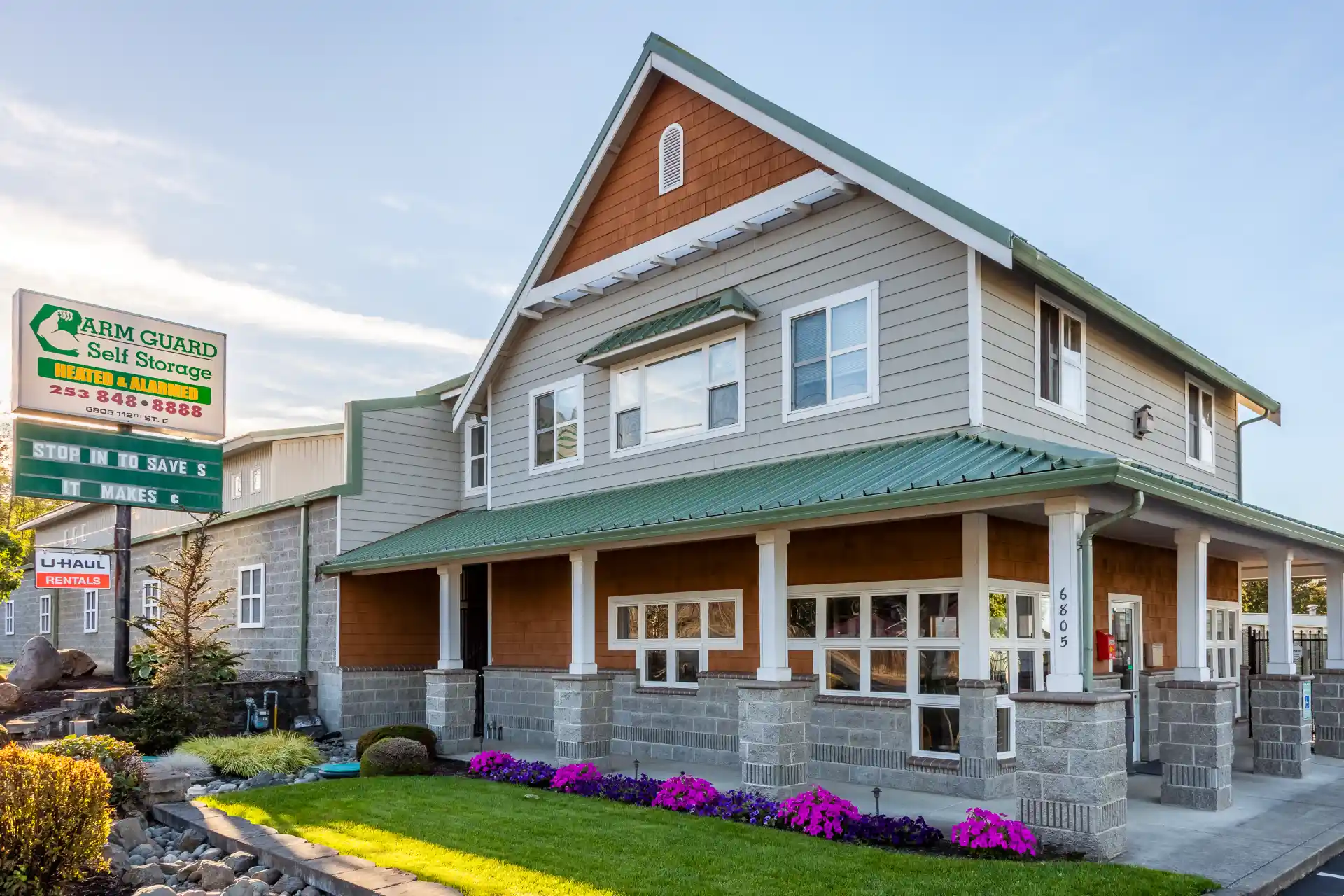Exterior office at Arm Guard Self Storage.