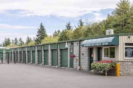 Exterior of drive up self storage units.