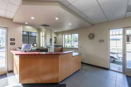 Lobby of a storage facility leasing office.