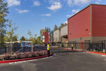 Security gate for entry to a storage facility.