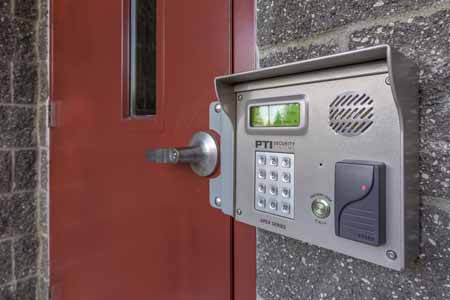 Keypad for secure after hours entry to a self storage facility.