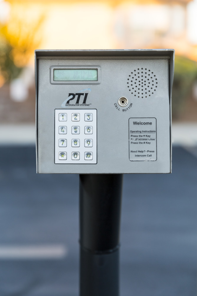 Keypad for secure after hours entry to a self storage facility.